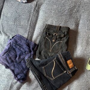 Stylish Black and tye dye Blue Women's Jean lot of Three Size 11